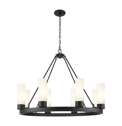 Downtown Urban Eight Light Chandelier in Matte Black (405|617-8CR-BK-G617-8SWH)
