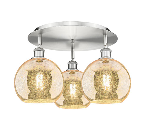 Ballston Three Light Semi-Flush Mount in Satin Nickel (405|516-3C-SN-G128-8)