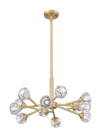 Downtown Urban LED Chandelier in Brushed Brass (405|465-12CR-BB-G465-CL)