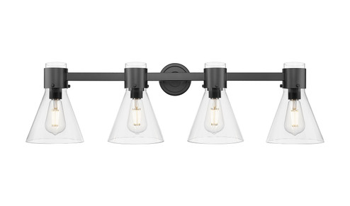 Downtown Urban Four Light Bath Vanity in Matte Black (405|464-4W-BK-G464C-7CL)