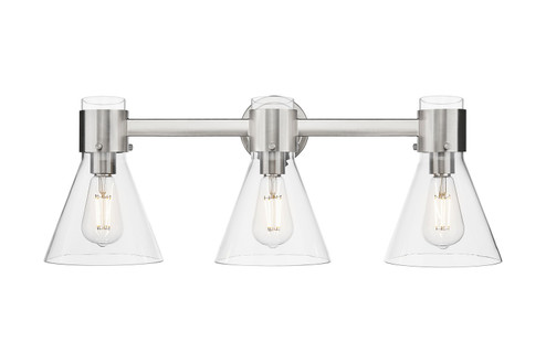 Downtown Urban Three Light Bath Vanity in Satin Nickel (405|464-3W-SN-G464C-7CL)