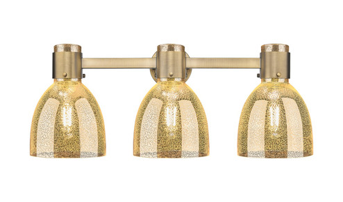 Downtown Urban Three Light Bath Vanity in Brushed Brass (405|464-3W-BB-G464D-7ME)