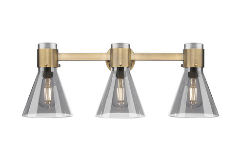 Downtown Urban Three Light Bath Vanity in Brushed Brass (405|464-3W-BB-G464C-7SM)