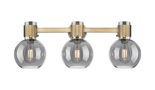 Downtown Urban Three Light Bath Vanity in Brushed Brass (405|464-3W-BB-G464B-7SM)