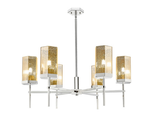 Downtown Urban Six Light Chandelier in Polished Nickel (405|463-6CR-PN-G463-8ME)