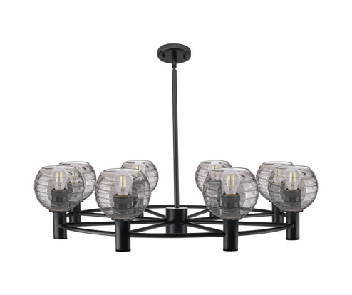 Downtown Urban Eight Light Chandelier in Matte Black (405|434-8CR-BK-G1213-6SM)