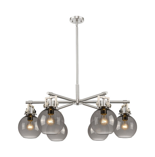 Downtown Urban Six Light Chandelier in Satin Nickel (405|411-6CR-SN-G410-7SM)