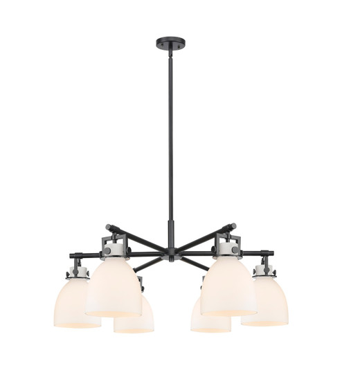 Downtown Urban Six Light Chandelier in Matte Black (405|411-6CR-BK-G412-7WH)