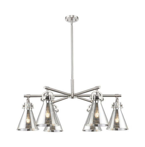 Downtown Urban Six Light Chandelier in Satin Nickel (405|410-6CR-SN-G411-7SM)