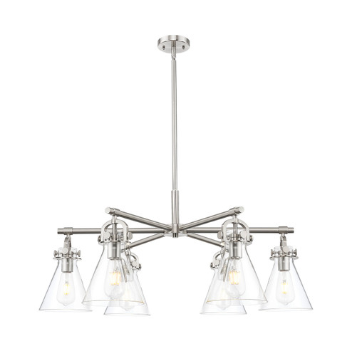 Downtown Urban Six Light Chandelier in Satin Nickel (405|410-6CR-SN-G411-7CL)