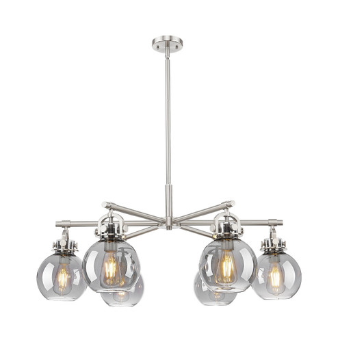 Downtown Urban Six Light Chandelier in Satin Nickel (405|410-6CR-SN-G410-7SM)