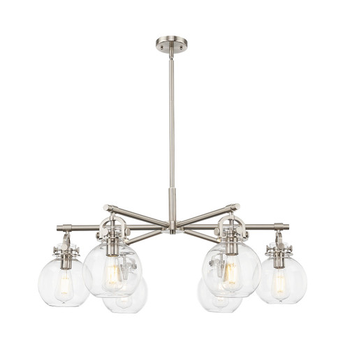 Downtown Urban Six Light Chandelier in Satin Nickel (405|410-6CR-SN-G410-7CL)