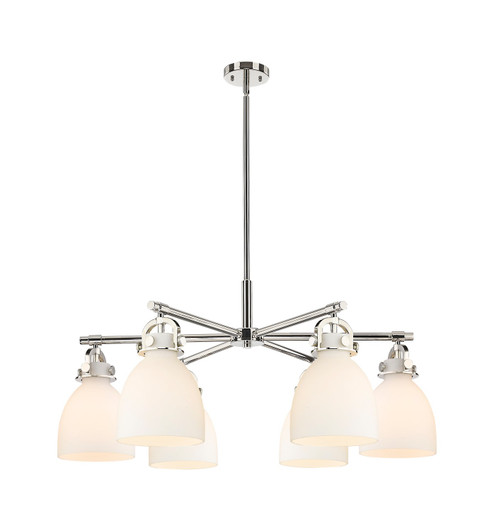 Downtown Urban Six Light Chandelier in Polished Nickel (405|410-6CR-PN-G412-7WH)