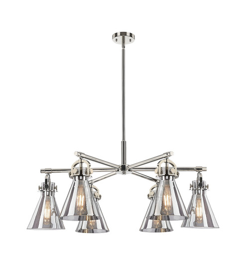 Downtown Urban Six Light Chandelier in Polished Nickel (405|410-6CR-PN-G411-7SM)