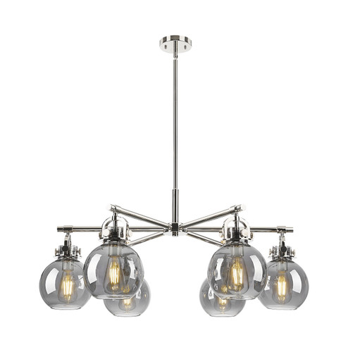 Downtown Urban Six Light Chandelier in Polished Nickel (405|410-6CR-PN-G410-7SM)