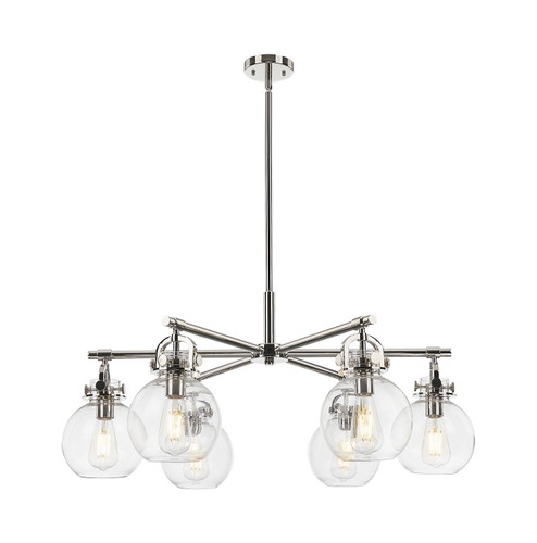 Downtown Urban Six Light Chandelier in Polished Nickel (405|410-6CR-PN-G410-7CL)