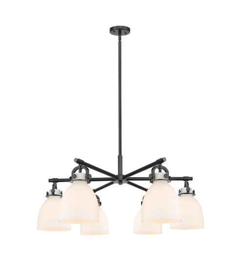 Downtown Urban Six Light Chandelier in Matte Black (405|410-6CR-BK-G412-7WH)
