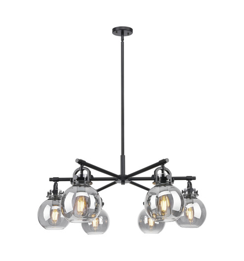 Downtown Urban Six Light Chandelier in Matte Black (405|410-6CR-BK-G410-7SM)