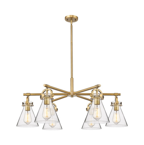 Downtown Urban Six Light Chandelier in Brushed Brass (405|410-6CR-BB-G411-7CL)