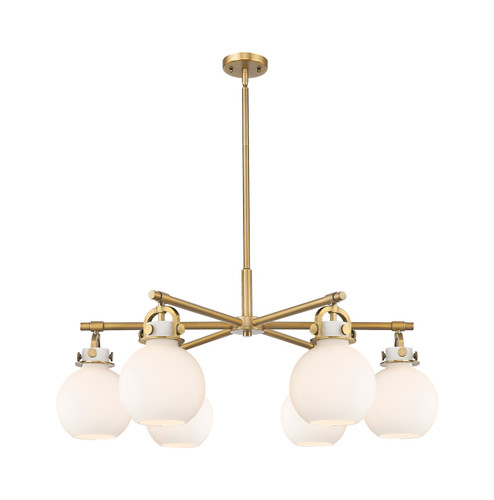 Downtown Urban Six Light Chandelier in Brushed Brass (405|410-6CR-BB-G410-7WH)