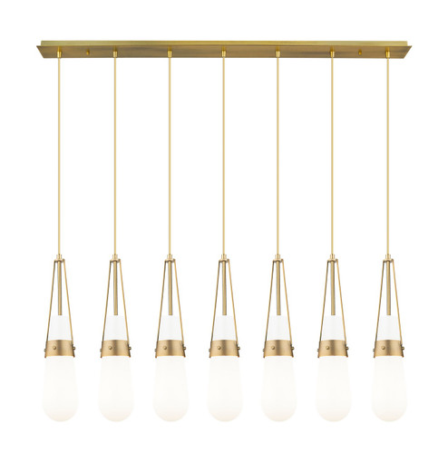 Downtown Urban Seven Light Linear Pendant in Brushed Brass (405|127-452-1P-BB-G452-4GWH)