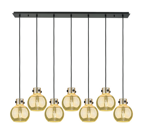 Newton Seven Light Linear Pendant in Matte Black (405|127-410-1PS-BK-G410-8ME)