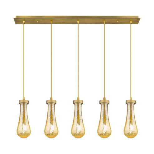 Downtown Urban Five Light Linear Pendant in Brushed Brushed Brass (405|125-451-1P-BB-G451-4ME)