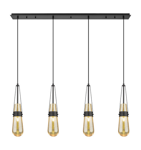 Downtown Urban Four Light Linear Pendant in Matte Black (405|124-452-1P-BK-G452-4ME)