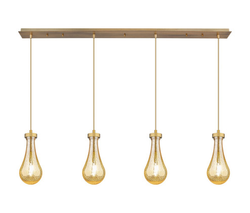 Downtown Urban Four Light Linear Pendant in Brushed Brass (405|124-451-1P-BB-G451-5ME)