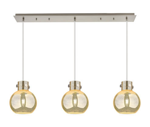 Newton Three Light Linear Pendant in Brushed Satin Nickel (405|123-410-1PS-SN-G410-8ME)