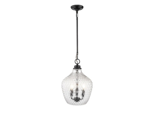 Adeline Three Light Pendant in Matte Black (62|1088-3P BLK-CLR)