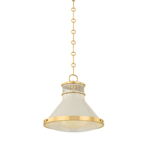 Highclere One Light Pendant in Aged Brass/Off-White (70|MDS2404-AGB/OW)