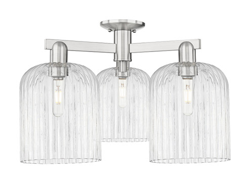 Arcadia Three Light Semi-Flush Mount in Brushed Satin Nickel (405|716-3F-SN-G559-8CL)