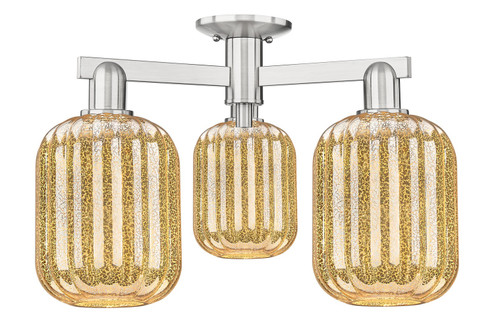 Arcadia Three Light Semi-Flush Mount in Brushed Satin Nickel (405|716-3F-SN-G460-7ME)