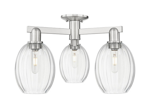 Arcadia Three Light Semi-Flush Mount in Brushed Satin Nickel (405|716-3F-SN-G459-6CL)