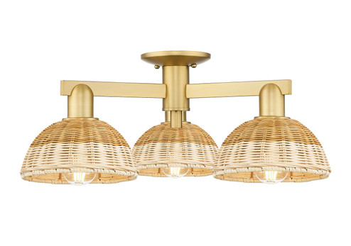Arcadia Three Light Semi-Flush Mount in Satin Gold (405|716-3F-SG-NBD2-75-NAT)