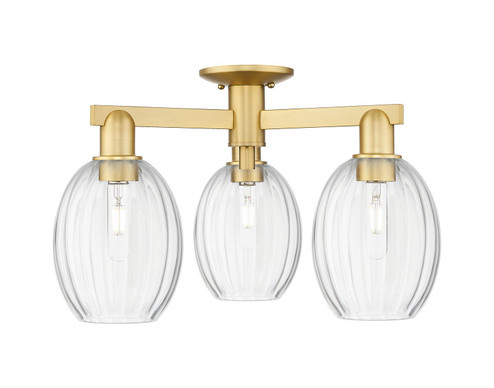 Arcadia Three Light Semi-Flush Mount in Satin Gold (405|716-3F-SG-G459-6CL)