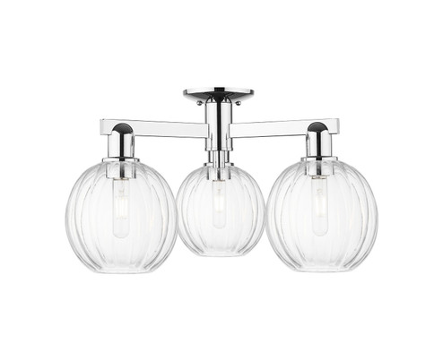 Arcadia Three Light Semi-Flush Mount in Polished Chrome (405|716-3F-PC-G458-7CL)