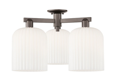 Arcadia Three Light Semi-Flush Mount in Oil Rubbed Bronze (405|716-3F-OB-G559-8GWH)