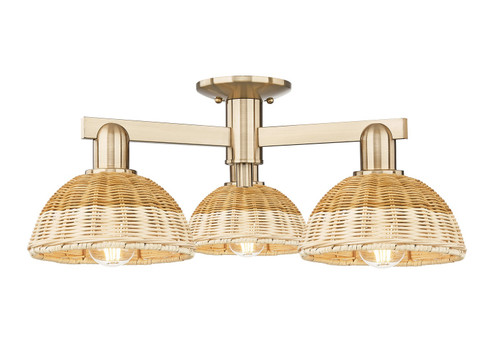 Arcadia Three Light Semi-Flush Mount in Champagne Bronze (405|716-3F-CB-NBD2-75-NAT)
