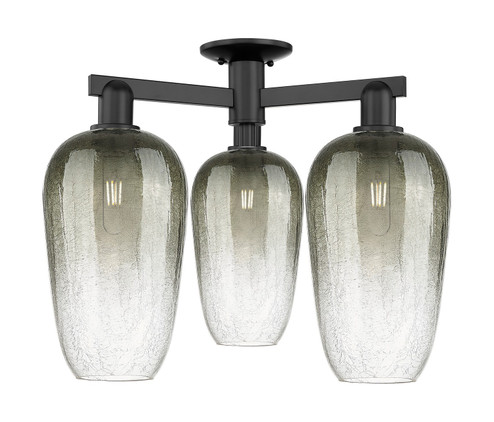 Arcadia Three Light Semi-Flush Mount in Matte Black (405|716-3F-BK-G484-7SL)
