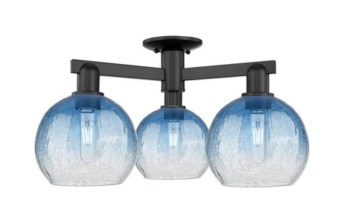 Arcadia Three Light Semi-Flush Mount in Matte Black (405|716-3F-BK-G483-8SB)