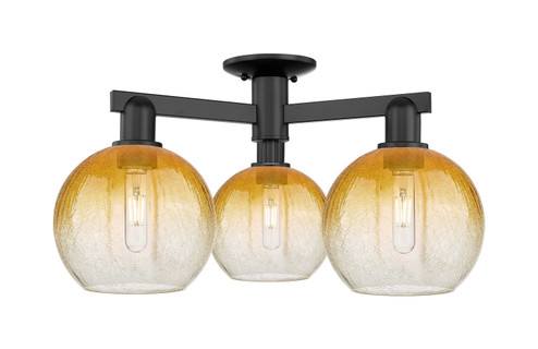 Arcadia Three Light Semi-Flush Mount in Matte Black (405|716-3F-BK-G483-8AM)