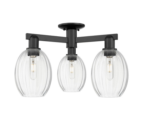 Arcadia Three Light Semi-Flush Mount in Matte Black (405|716-3F-BK-G459-6CL)