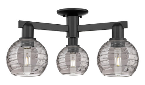 Arcadia Three Light Semi-Flush Mount in Matte Black (405|716-3F-BK-G1213-6SM)