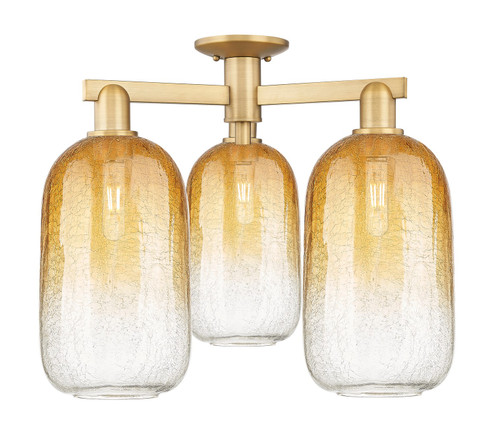 Arcadia Three Light Semi-Flush Mount in Brushed Brass (405|716-3F-BB-G482-7AM)