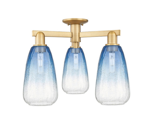 Arcadia Three Light Semi-Flush Mount in Brushed Brass (405|716-3F-BB-G480-6SB)