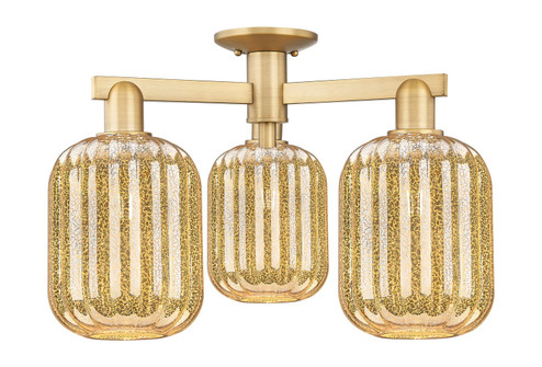 Arcadia Three Light Semi-Flush Mount in Brushed Brass (405|716-3F-BB-G460-7ME)