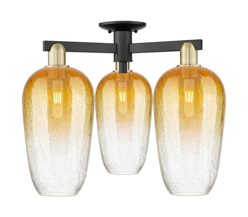 Arcadia Three Light Semi-Flush Mount in Black Antique Brass (405|716-3F-BAB-G484-7AM)