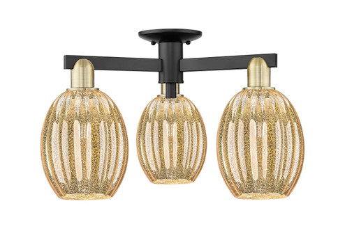 Arcadia Three Light Semi-Flush Mount in Black Antique Brass (405|716-3F-BAB-G459-6ME)